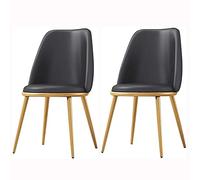 AMAZWI Sedia da Pranzo Moderna Set di 2, Poltrone Pelle PU Impermeabile con Gamba Titanio Elettrolitico, Gambe Oro, Cucina, Soggiorno, Bancone Sedie(Negro)