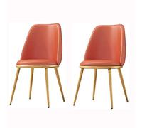 AMAZWI Sedia da Pranzo Moderna Set di 2, Poltrone Pelle PU Impermeabile con Gamba Titanio Elettrolitico, Gambe Oro, Cucina, Soggiorno, Bancone Sedie(Orange)