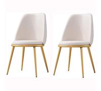 AMAZWI Sedia da Pranzo Moderna Set di 2, Poltrone Pelle PU Impermeabile con Gamba Titanio Elettrolitico, Gambe Oro, Cucina, Soggiorno, Bancone Sedie(White)