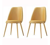 AMAZWI Sedia da Pranzo Moderna Set di 2, Poltrone Pelle PU Impermeabile con Gamba Titanio Elettrolitico, Gambe Oro, Cucina, Soggiorno, Bancone Sedie(Yellow)