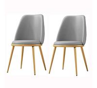 AMAZWI Sedia da Pranzo Moderna Set di 2, Poltrone Pelle PU Impermeabile con Gamba Titanio Elettrolitico, Gambe Oro, Cucina, Soggiorno, Bancone Sedie(Grey)