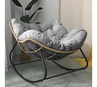AMAZWI Sedia Dondolo Giardino Cuscino Imbottito E Struttura Metallo Sedia Dondolo Moderna Vimini E Rattan Grandi Dimensioni For Interno/esterno(Light Grey)