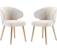 AMAZWI Set di 2 Sedie da Pranzo Cucina Poltrona Soggiorno Moderna con Gambe Metallo Sedile E Schienali Velluto for Sala da Pranzo Ufficio Cucina, Camera Letto(Beige White)