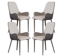 AMAZWI Set di 4 Sedie da Pranzo Cucina Moderna,Sedile Morbido Imbottito con Schienale Alto Pelle PU,Robuste Gambe Metallo for Ristoranti Commerciali Domestici(Light Gray+gray)