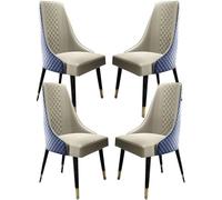 AMAZWI Set di 4 Sedie da Pranzo Cucina,Poltrona Lounge Pelle Artificiale Alta Qualità,Sedie Soggiorno Con Gambe Legno Massello Poltrona Balcone Moderna Semplicità(Blue+beige)