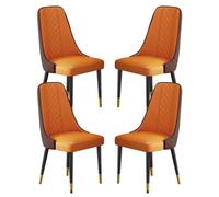 AMAZWI Set di 4 Sedie da Pranzo,Sedie Laterali Cucina E Soggiorno,Sedile Morbido Imbottito con Schienale Alto Pelle Nappa Moderna,Robuste Gambe Metallo(Orange)