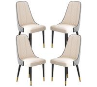 AMAZWI Set di 4 Sedie da Pranzo,Sedie Laterali Cucina E Soggiorno,Sedile Morbido Imbottito con Schienale Alto Pelle Nappa Moderna,Robuste Gambe Metallo(Deep Gray+beige White)