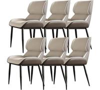 AMAZWI Set di 6 Sedie Mobili Cucina Sala da Pranzo,Sedia Cucina Moderna Pelle Microfibra Sedile Ergonomico Gambe Rigide Sedie Metallo Acciaio Carbonio(Light Gray)
