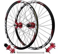 AMAZWI Set Ruote Mountain Bike 26, 27,5 E 29 Pollici Freno Disco 4 Cuscinetti Sigillati Cerchione Anteriore E Posteriore Mountain Bike 32H for Cassetta 7 A 11 Velocità(RED QR,27.5 INCH)