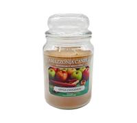 Amazzonia Candle Apple Cinnamon 530 Gr Candela Profumata Naturale in Cera di Soia doppio stoppino in cotone Profumatore per Ambiente Mela cannella Decorativa Giara in Vetro