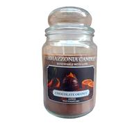 Amazzonia Candle Chocolate Orange 530 Gr Candela Profumata Naturale in Cera di Soia doppio stoppino in cotone Profumatore per Ambiente cioccolato arancia Decorativa Giara in Vetro