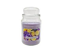 Amazzonia Candle Lemon Lavender 530 Gr Candela Profumata Naturale in Cera di Soia doppio stoppino in cotone Profumatore per Ambiente limone lavanda Decorativa Giara in Vetro
