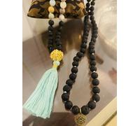 Amazzonite Yoga Mala 108 Perline Collana Lava Cuore Chakra Wrap Mano Annodato