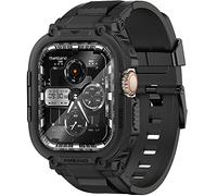 amBand Cinturino Custodia Protezione Schermo Compatibile con Apple Watch Ultra 2/1 49mm, M1 Sport Serie Rugged Cover e 2 Pack Pellicola Vetro Temperato, Protettivo Militare per iWatch 49mm Uomo Nero