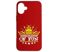 Ambasciatore di divertimento divertente dicendo costume partito Starter bianco Custodia per iPhone 16 Plus