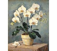 AMBATTERY 11CT Kit Punto a Croce Timbrato,Fiori di orchidea