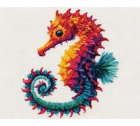 AMBATTERY Animale Latch Hook Rug Kit Cavalluccio Marino Colorato Kit Per Ricamo A Uncinetto Per Adulti，Set Da Cucito Per Cuscini Da Divano，Kits Per La Realizzazione Di Arazzi 23x35in