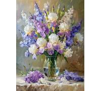 AMBATTERY Kit di ricamo a punto croce timbrato fai da te 11CT prestampato, Bellissimi fiori, H linea completa di kit di partenza per principianti 40 * 50cm