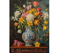 AMBATTERY Kit di ricamo a punto croce timbrato fai da te 11CT prestampato, Bouquet in vaso,L linea completa di kit di partenza per principianti 40 * 50cm