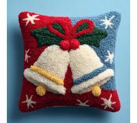 AMBATTERY Kit Gancio di Tappeto DIY appeto per Uncinetto, campane di Natale kit di federe per cuscino con gancio,kits per ricamo a punto croce,Latch Hook Pillow Kits 43x43cm