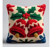 AMBATTERY Kit Gancio di Tappeto DIY appeto per Uncinetto, campane di Natale kit di federe per cuscino con gancio,kits per ricamo a punto croce,Latch Hook Pillow Kits 43x43cm