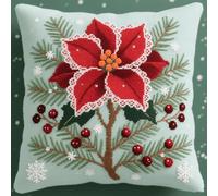 AMBATTERY Kit Gancio di Tappeto DIY appeto per Uncinetto, fiori di Natale kit di federe per cuscino con gancio,kits per ricamo a punto croce,Latch Hook Pillow Kits 43x43cm