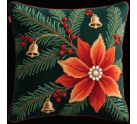 AMBATTERY Kit Gancio di Tappeto DIY appeto per Uncinetto, fiori di Natale kit di federe per cuscino con gancio,kits per ricamo a punto croce,Latch Hook Pillow Kits 43x43cm