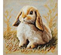 AMBATTERY Punto Croce da Ricamare Cuscino, coniglio animale Ricamare Federa A Punto Croce 45x45cm Kit per Cuscino Ricamato Prestampato