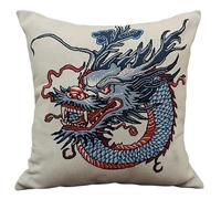 AMBATTERY Punto Croce da Ricamare Cuscino, Drago dei cartoni animati Ricamare Federa A Punto Croce 45x45cm Kit per Cuscino Ricamato Prestampato