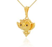 AMBEDORA Collana da donna a forma di gufo con ambra, in argento sterling placcato oro, ambra baltica, colore latteo, ciondolo placcato oro con catena, Argento sterling, Ambra
