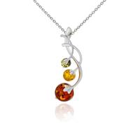 AMBEDORA Collana da donna mod.1570, argento sterling lucido, ambra baltica colorata, ciondolo in argento a catena, Argento sterling, Ambra