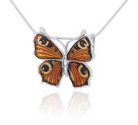 AMBEDORA Collana in argento Sterling 925 con ciondolo a forma di farfalla con occhio di pavone e ambra