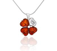 AMBEDORA Donna Good Luck Collana incisa, argento 925 ossidato, ciondolo a forma di trifoglio d'argento su catena a serpente, pronto da regalare per te, famiglia, amici