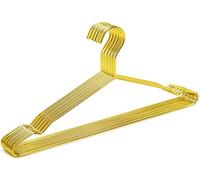 Amber Home 10 grucce in metallo dorato lucido da 43 cm per risparmiare spazio con tacche, appendiabiti in filo metallico robusto per camicetta, vestito, camicia, giacca, pantaloni