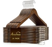 Amber Home 20 Pezzi 44.5cm Grucce Appendiabiti in Legno Antiguo Retrò Liscio Robusto Nozze Maglietta Camicia Completo Giacca Vestito Giarrettiere con Asta con Scanalatura