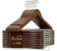 Amber Home 30 Pezzi 44.5cm Grucce Appendiabiti in Legno Antiguo Retrò Liscio Robusto Nozze Maglietta Camicia Completo Giacca Vestito Giarrettiere con Asta con Scanalatura