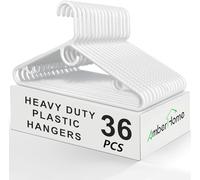 Amber Home 36 grucce in plastica antiscivolo resistenti, bianche, per cappotti e camicie, barra per pantaloni, ganci in plastica spessa per sciarpe e cinture