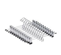 Amber Home Confezione da 12 grucce in metallo resistenti, impilabili, aggiuntive, con 2 clip regolabili, a cascata, salvaspazio, per jeans e pantaloni (clip normale, 12)
