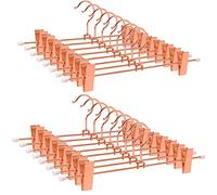 Amber Home - Confezione da 24 grucce per pantaloni in metallo color oro rosa con due clip antiscivolo regolabili, 30,5 cm, resistenti grucce per pantaloni con gancio girevole