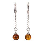 Amber Jewelry - Orecchini pendenti in argento Sterling con ambra baltica color miele e ambra inglese "Elidee", orecchini pendenti con pietre preziose - collezione di gioielli in argento Sterling