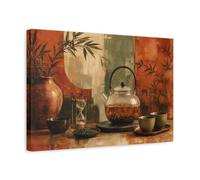 Amber Tea Still Life Canvas Print - Kitchen, Wall, Warm Terracotta 18×12 inch (45×30 cm) - Horizontal / 1.25 inch (3 cm)