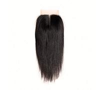 Amberhair Lace Clousre - Capelli umani lisci brasiliani vergini 8A, 3,5 x 4, chiusura con capelli del bambino, densità 130% colore naturale, 30,5 cm