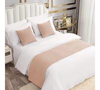 AMBERIS Bed Runner Single Layer Chenille Beige, Sciarpe da Letto in Stile Moderno per la casa e Le Decorazioni dell'hotel (Fodere per Cuscini vendute separatamente)