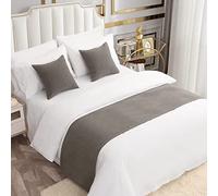 AMBERIS Bed Runner Single Layer Chenille Grigio, Sciarpe da Letto in Stile Moderno per la casa e Le Decorazioni dell'hotel (Fodere per Cuscini vendute separatamente)