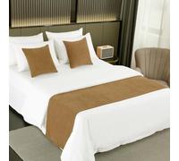 AMBERIS Bed Runner Single Layer Chenille Marrone, Sciarpe da letto in stile moderno per la casa e le decorazioni dell'hotel (Fodere per cuscini vendute separatamente)