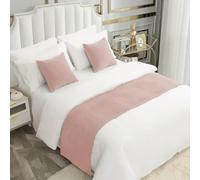 AMBERIS Bed Runner Single Layer Chenille Rosa Corallo, Sciarpe da Letto in Stile Moderno per la casa e Le Decorazioni dell'hotel (Fodere per Cuscini vendute separatamente)