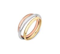 Amberta Anello in Oro 9 Carati Tre Ori Donna Italiano | Anello Oro Tricolore Giallo Bianco Rosa 2 mm| Regalo Elegante Made in Italy per Lei: Taglia 12
