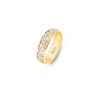 Amberta Anello in Oro Giallo 14 Carati | Fede Nuziale per Donna a Fascia 585/14kt