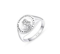 Amberta Anello per Uomo in Argento 925 con San Cristoforo | Anello da Mignolo per Uomo: Misura 25