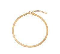 Amberta Cavigliera per Donna Impermeabile in Argento e Oro | Cavigliera Boho a Strati | Gioielli Estivi, Catena Serpente Perline Cuore Regolabile: Serpente in Oro 3 mm